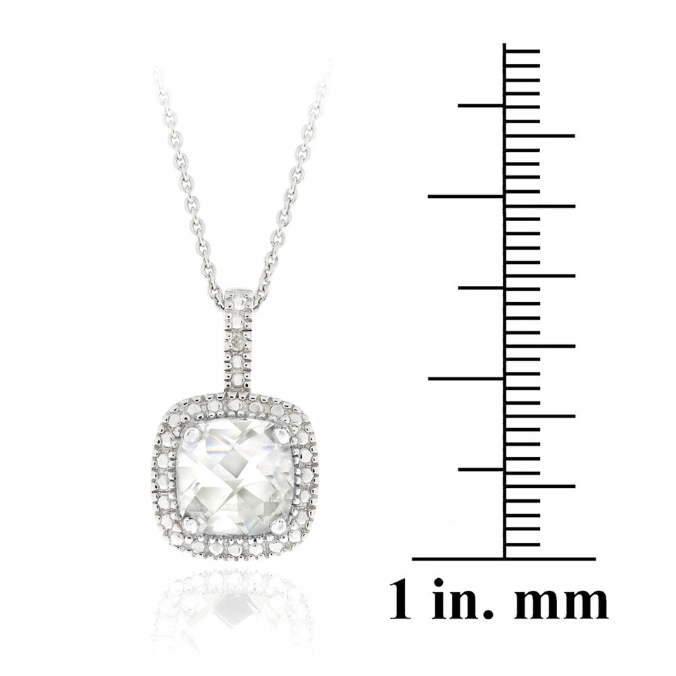 Juego de collar y pendientes de plata 925 de 4 quilates con topacio blanco y diamantes Foto 4 de 4