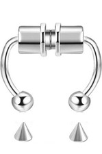 Magnetic Nose Rings Fake Non-Piercing Steel Women Men Body Jewelry Nipple silver