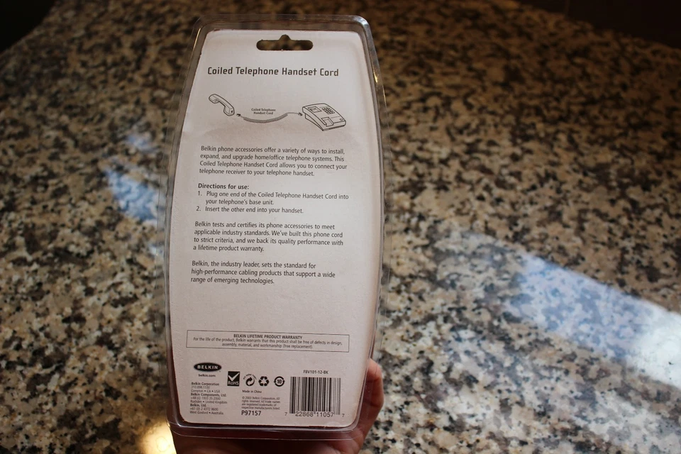 全新 BELKIN 黑色模块化电话线圈线 电话听筒电缆 12 英尺 — 第 4/4 张图片