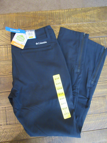 Columbia Men’s Tech Long Omni Shield Active Fit Zip Pockets Pants, Black, 32 R