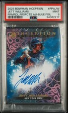 Jett Williams 2023 Bowman Inception Primordial Prospect Auto Blue 12/75 PSA 9