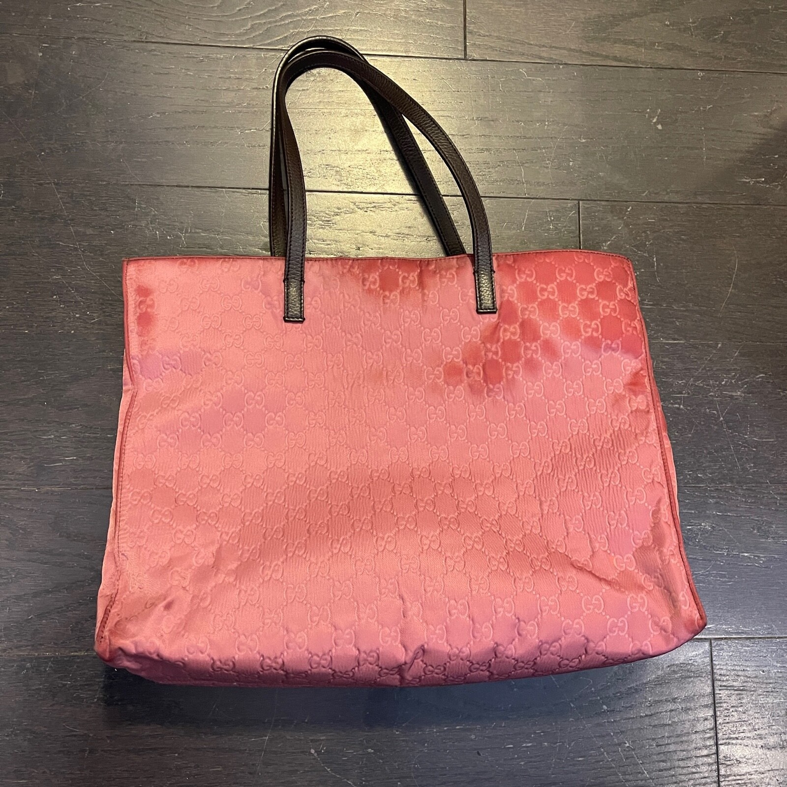 Gucci GG Nylon Leather Princy Tote in Pink Brown for Women-image