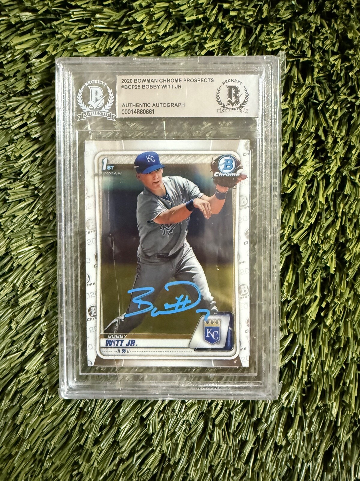 2020 BOWMAN CHROME PROSPECTS BOBBY WITT JR #BCP25 BGC AUTO AUTHENTIC