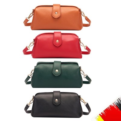 Retro PU Leather Zipper Messenger Bag Universal Solid Color Shoulder Bags