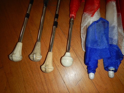 Vintage 1960s 70s Star Line metal zippered baton case w 3 batons 4 flag batons - Picture 5 of 11