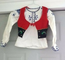 Vintage Handmade Romanian Folk Dance Peasant Blouse and Vest