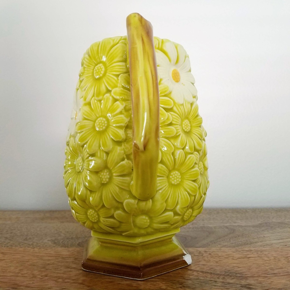 60s Vintage yellow Space Age 花器 レトロ 陶器 Norcrest Daisy Flower Pitcher Japan Ceramic 1960's Retro Vintage
