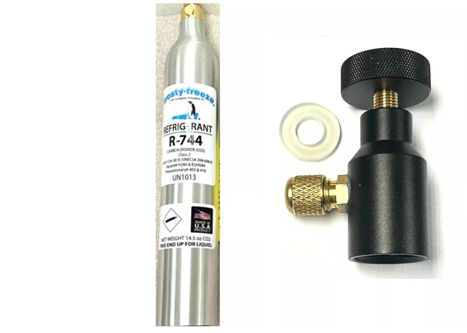 FROSTY-FREEZE REFRIGERANTS R744 Refrigerant, Carbon Dioxide, CO2, 14.5 oz., Top-Mount Control Valve 1/4" MF