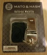 Mato & Hash High Quality Nickel-Plated Copper Referee Whistle with Black Lanyard