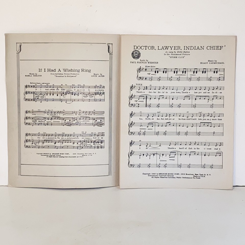Vintage 1945 Doctor Lawyer Indian Chief Sheet Music Betty Hutton Cover Photo eBay