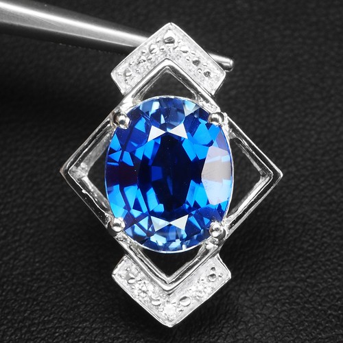 Luscious Royal Blue Sapphire Rare 5.80Ct 925 Sterling Silver Handmade Pendants - Picture 2 of 7
