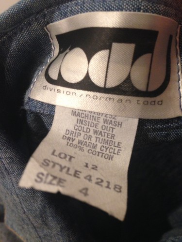 VTG NWT TODD Jean Shirt Ladies Sz 4 Fitted - Picture 5 of 5