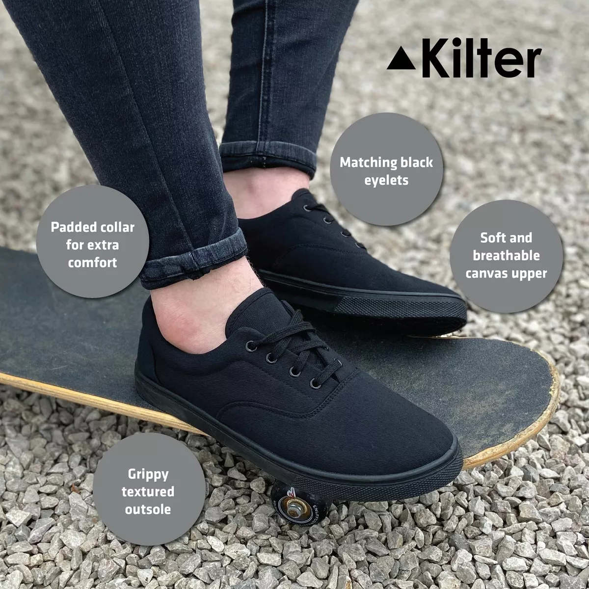 Plain black canvas best sale shoes