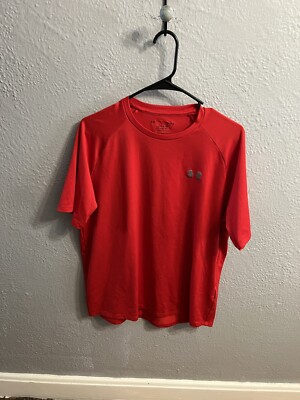 Under Armour The Tech Tee Athletic T Shirt Mens Large Red Knit Logo Short Sleeve