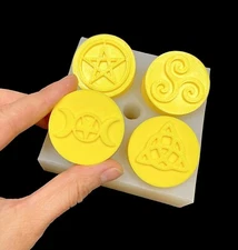 Silicone Tea light candle Mold Witchcraft Symbols chakra Pentagram 4 cavity