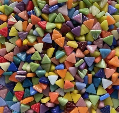 10 mm Triangles Glass Mosaic Tiles -Mixed Glossy and Iridized Colors - 100 tiles - Image 1 of 4
