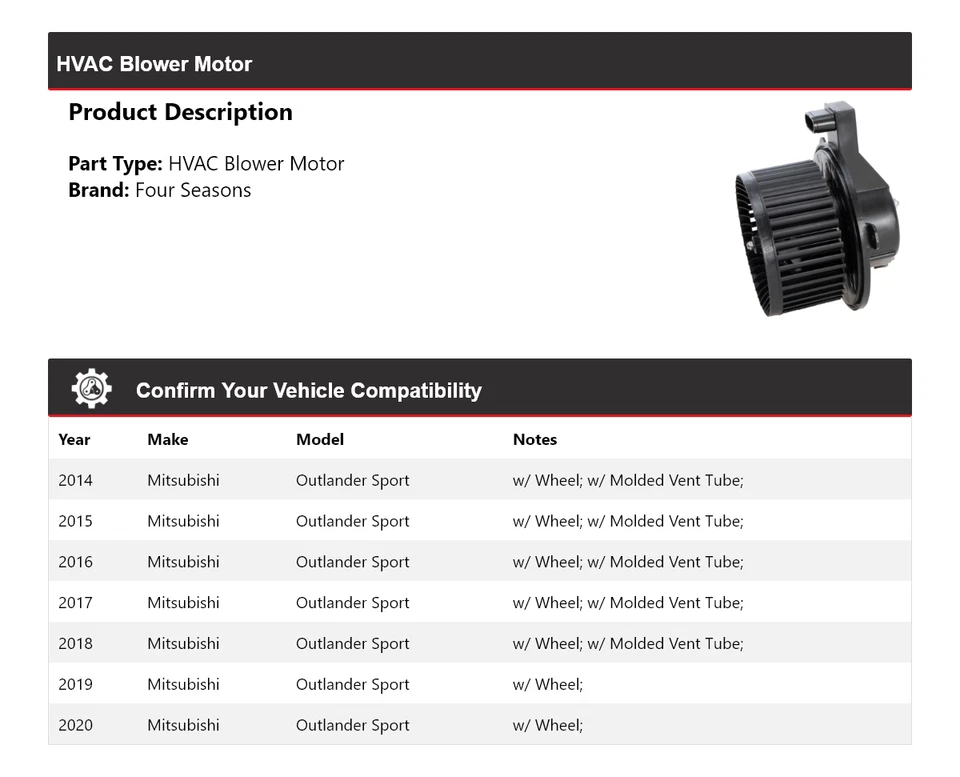 Motor soplador de climatización deportivo para Mitsubishi Outlander 2014-2020 4 estaciones 2015 2016 Foto 2 de 4