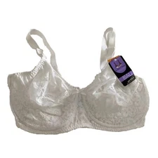 Bali Comfort U Supportive Stretch Lace Minimizer Bra White Size 40DD Floral