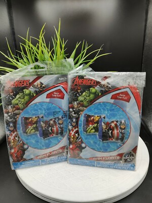 Marvel Avengers 2 Sets Inflatable Swim Arm Floats Summer Swim 3+yrs Repair Kit 