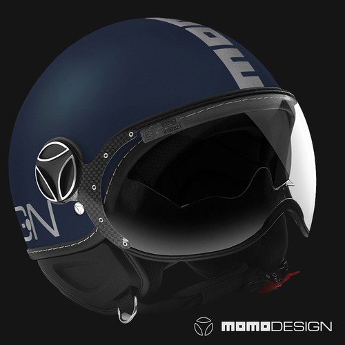 CASCO MOMO DESIGN FGTR EVO BLU OPACO ARGENTO CON DOPPIA VISIERA | eBay