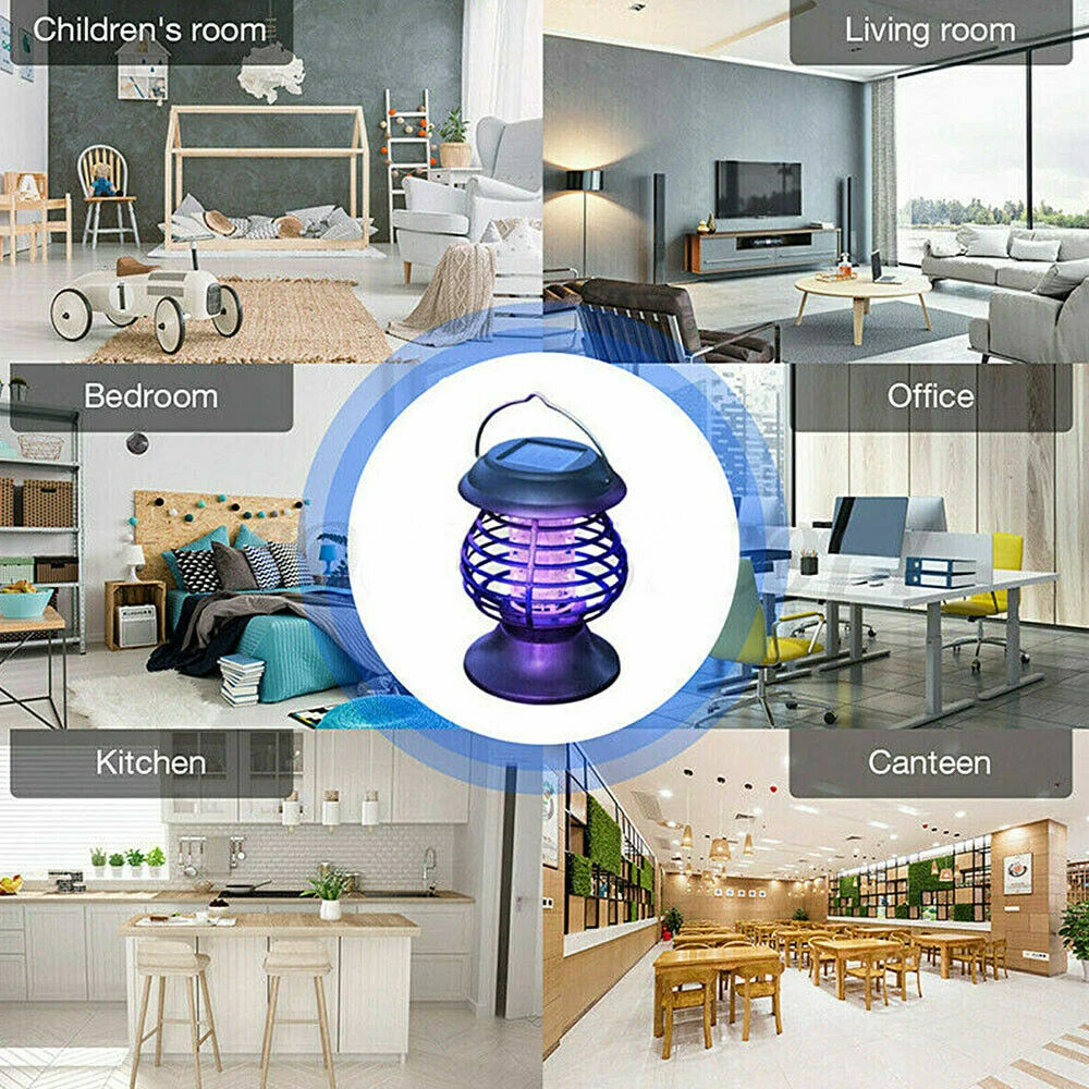 Solar Powered Outdoor Mosquito Fly Bug Insect Zapper Killer Trap UV Lamp Light - Picture 11 of 12