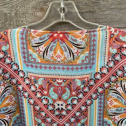 Hale Bob Cabana Poncho Blusa Top Seda Boho Bufanda Estampado Semi Transparente Colorido 1 Talla - Imagen 9 de 15