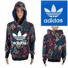 Adidas Originals Women  s Small Trefoil Floral Flower Print Hoodie Sweatshirt