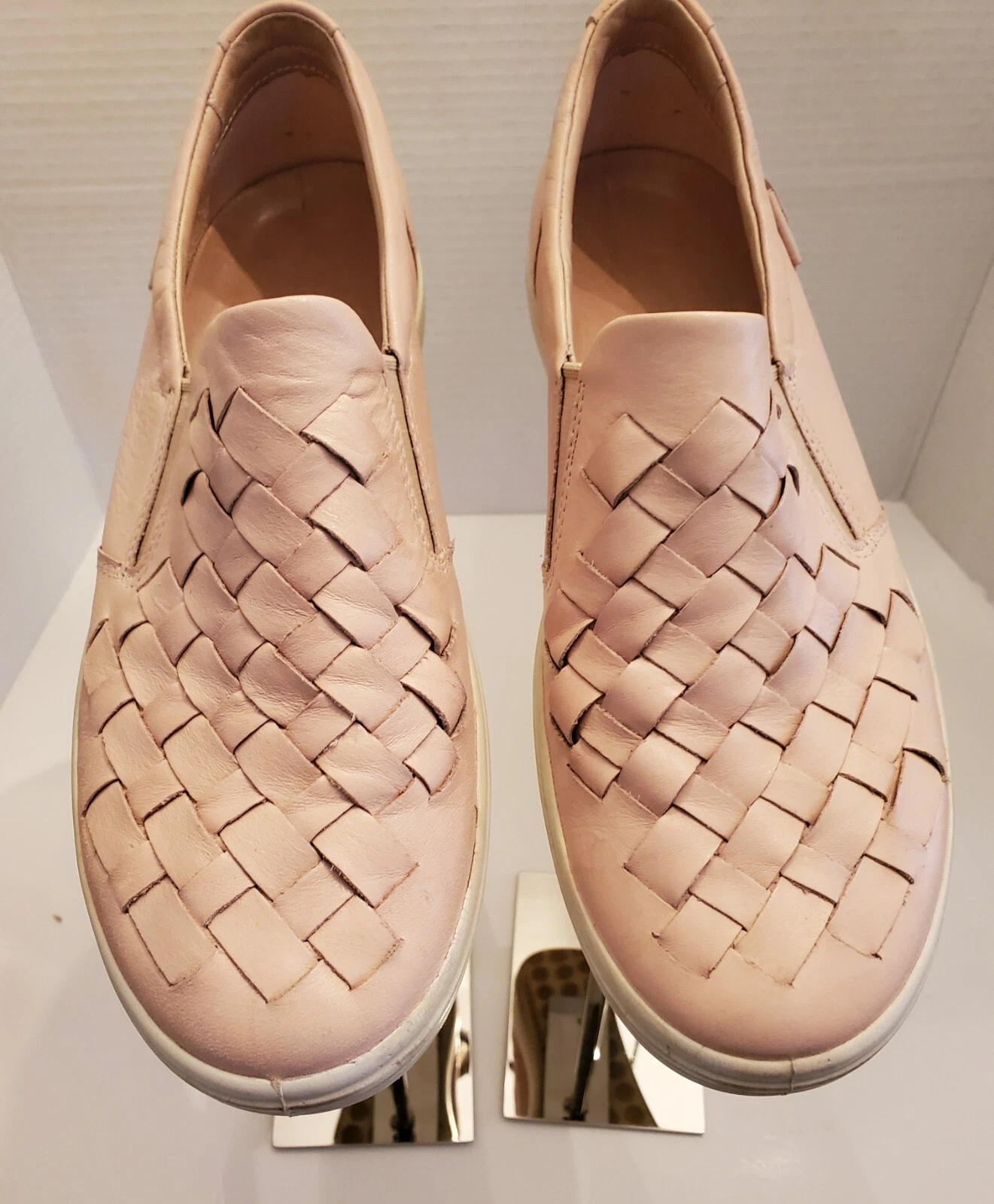 Mocassini donna Ecco rosa in morbida pelle intrecciata tg.7