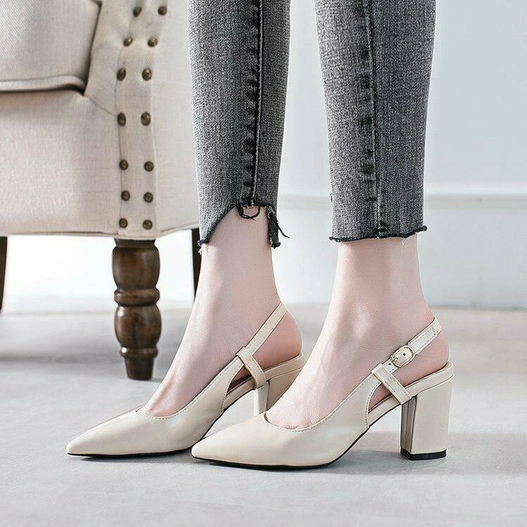 Pointed mid shop heel shoes