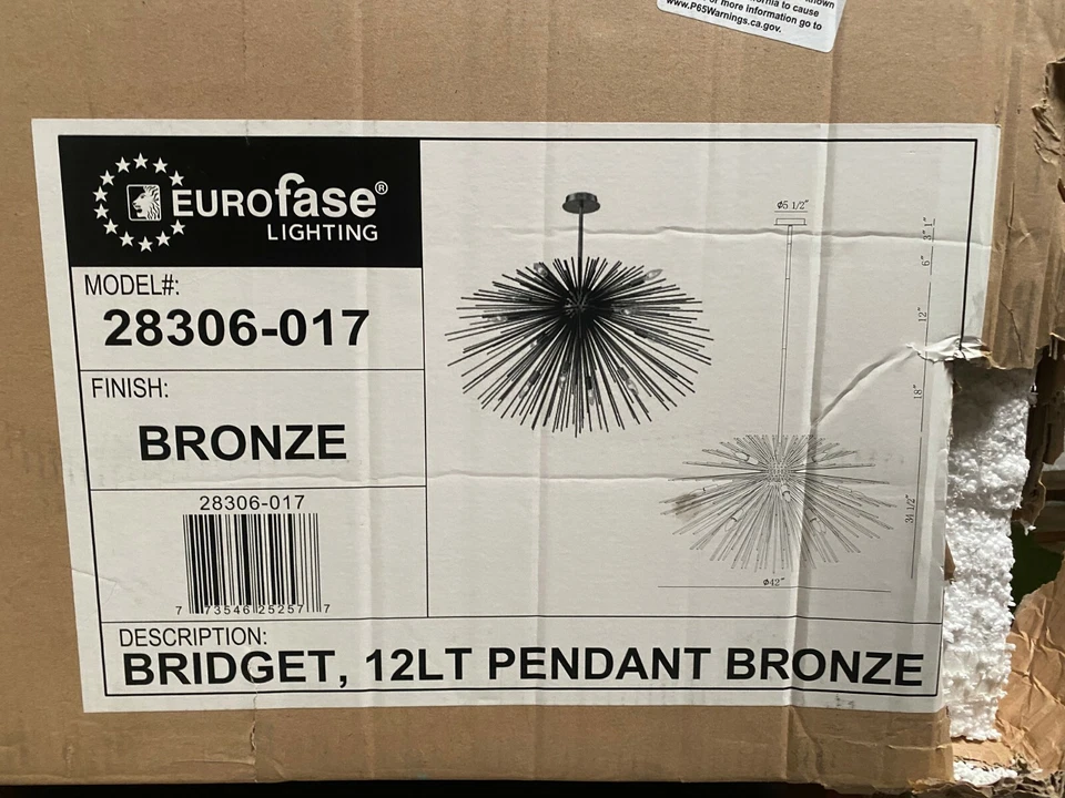 Eurofase 28306-017 “Bridget” Colgante 12 Luces – Acabado Bronce – Nuevo en Caja Foto 3 de 3
