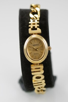 Watch it Women Watch Gold Stainless Steel #1 MOM Water Resistant Battery Quartz
