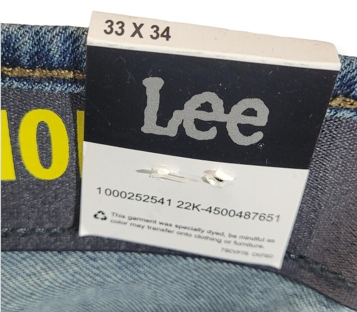Lee Men's Performance Extreme Motion Straight Fit Tapered Jeans 33 X 34 Blue New