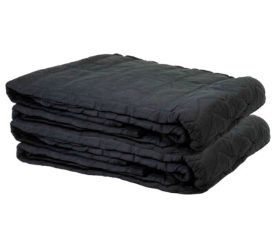 (2 Pack) 48''x48'' Black Sound Dampening Moving Blanket w/ Grommets - Cotton/Woven