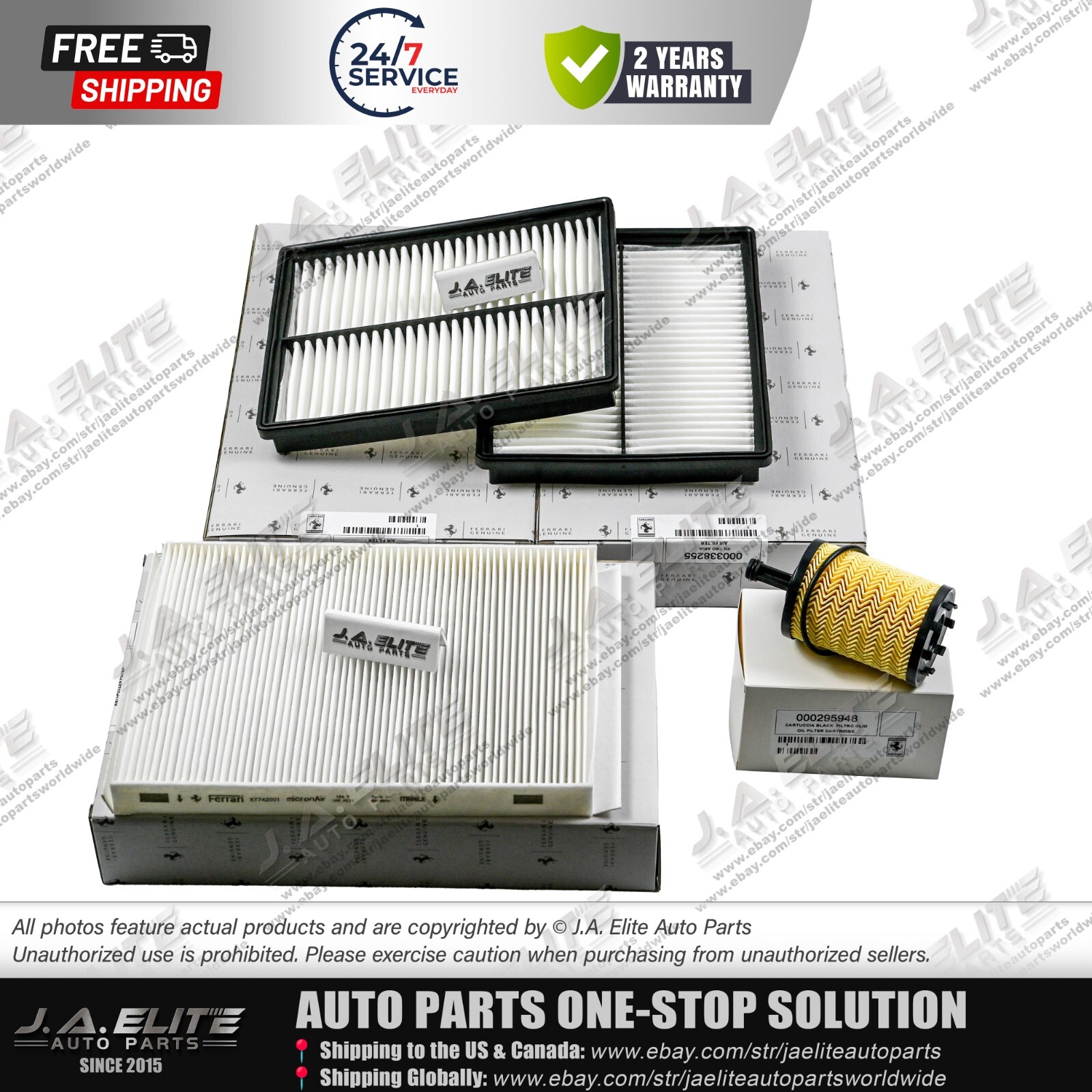 4pcs Oil & Air Filter for Ferrari Portofino Roma 338255, 819887, 295948