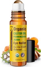 Organic Castor Oil Roll On Eye Roller for Under Eye Bags, Dark Circles & Wrin...
