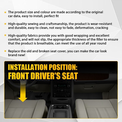Fit 2011-2016 Chrysler Town & Country Driver Leather BOTTOM Seat Cover Tan Black - Bild 37 von 45