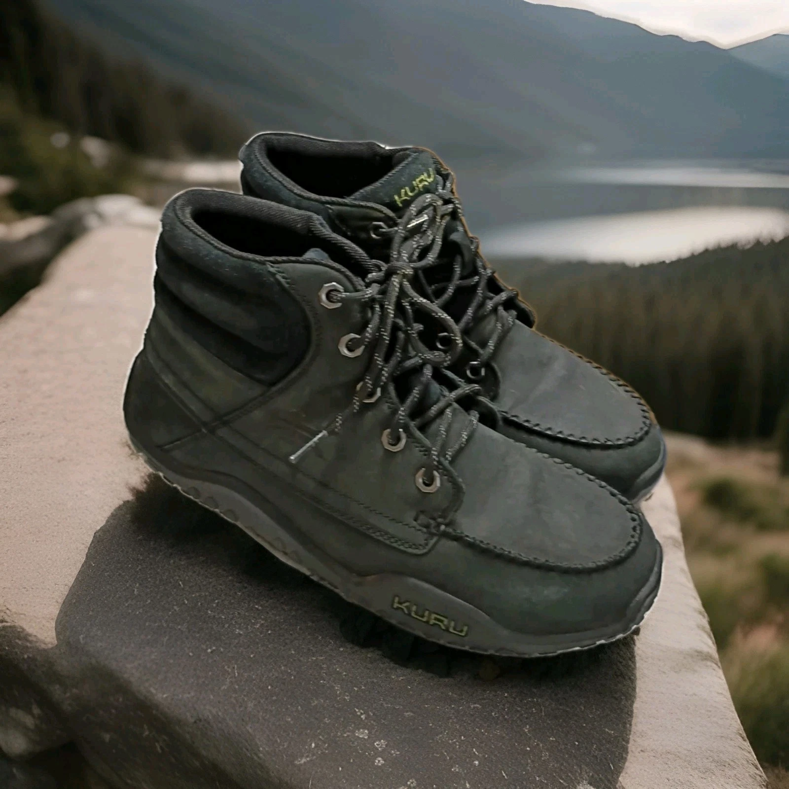 Kuru Quest Support Plantar Fasciitis Hiking Black Leather Boots Mens 10M