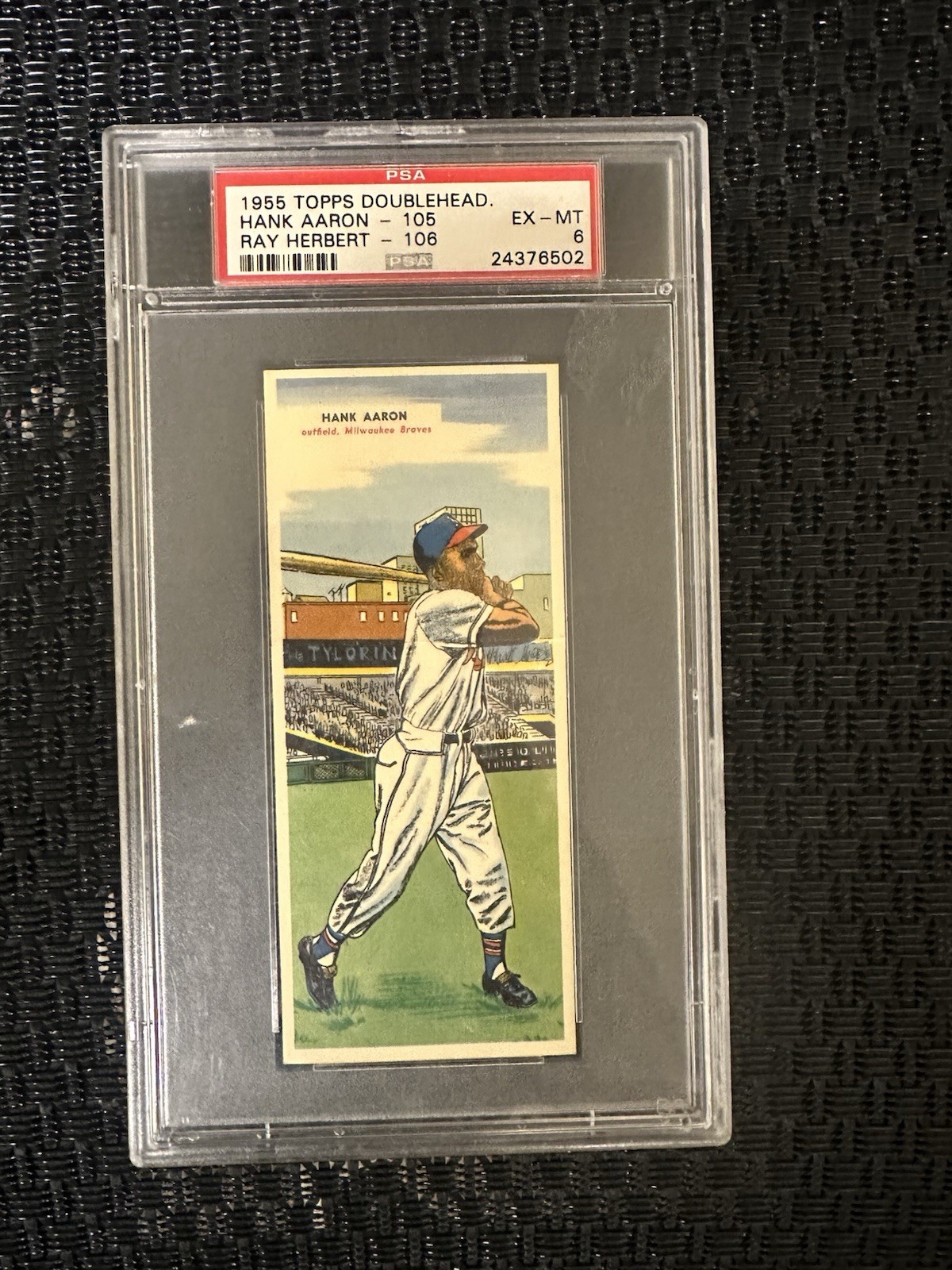 HANK AARON 105 RAY HERBERT 106 1955 TOPPS DOUBLEHEAD EX-MT PSA 6 BRAVES