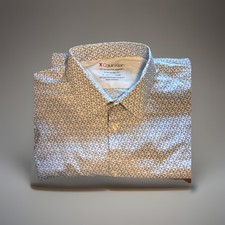 Calvin Klein Extreme Slim Fit White Black Geometric Dress Shirt L 16-16.5 34/35