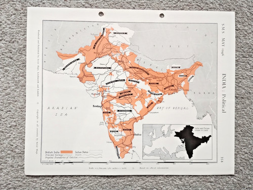 India : Political - 1946 Vintage Serial Map Service Map