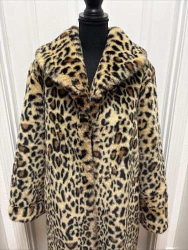 Vintage Pamela McCoy Leopard Faux Fur Full Length Coat - Picture 2 of 11