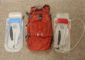 Osprey Raptor 14 Red Biking Hiking Backpack with Water Bladders 2.5L & 3.0L