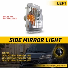 Fit 2014-23 Fit Ram 2500 ProMaster 1500 LED Side Mirror Turn Signal Lights Clear