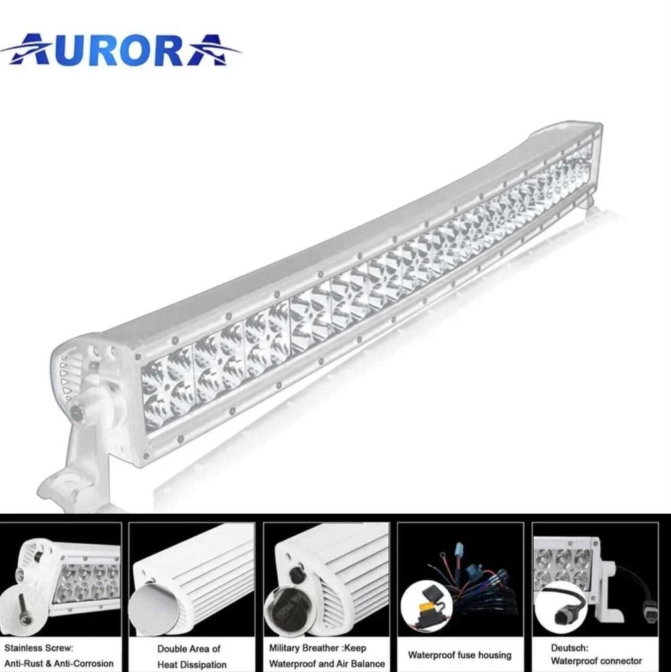 (Faltan soportes) Barra de luz LED curva Aurora Marine 30 pulgadas - 25.680 lúmenes Foto 2 de 4