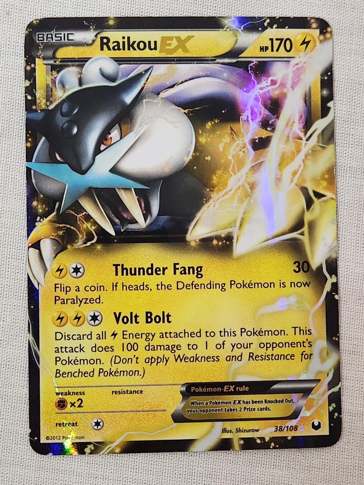 NM Raikou EX - Holofoil 38/108 Dark Explorers Pokemon TCG