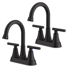 Bathroom Sink Faucet Stainless Steel 4 inch Basin Vanity Mixer Tap Black 2 Pack