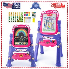 4-in-1 Kids Art Easel Double-Sided Magnetic Chalkboard Whiteboard Adjustable