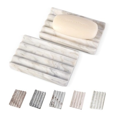 2PCS Italian Natural Marble Soap Dish for Shower, Multi-Color Stone Soap Tray...