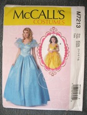 McCall's Costume 7213 KIDS SIZE 3-8 Cinderella  Belle DRESSES Sew Pattern 2015