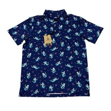 Chubbies Golf Polo Men's Medium The Triton Of The Sea Performance Polo Blue NEW